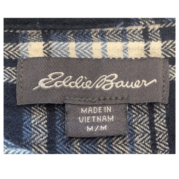 Eddie Bauer 100% Cotton Flannel Button-Up Shirt Men’s Medium Blue Plaid - Picture 7 of 9
